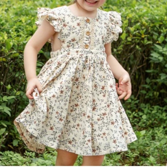 Other - Cream Floral Pinafore Dress